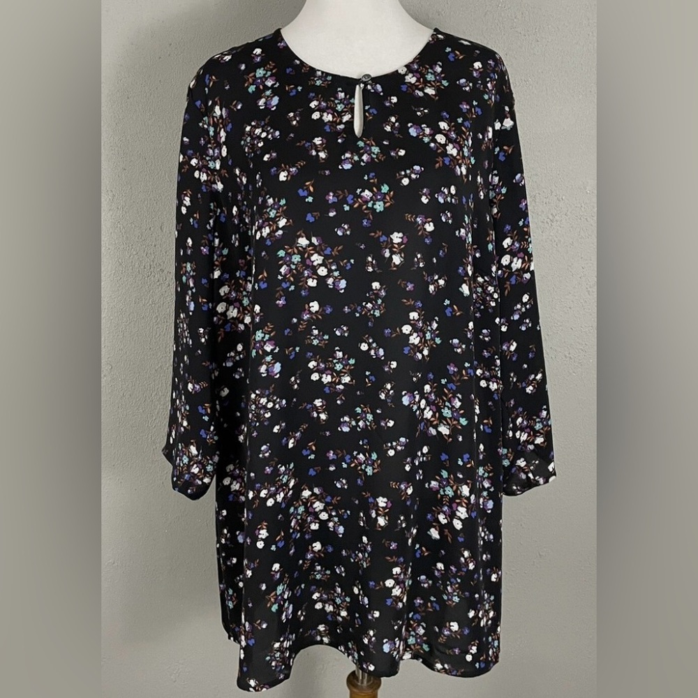 J. JILL Women’s WEAREVER  COLLECTION  Multicolor Floral Tunic Blouse Size M
